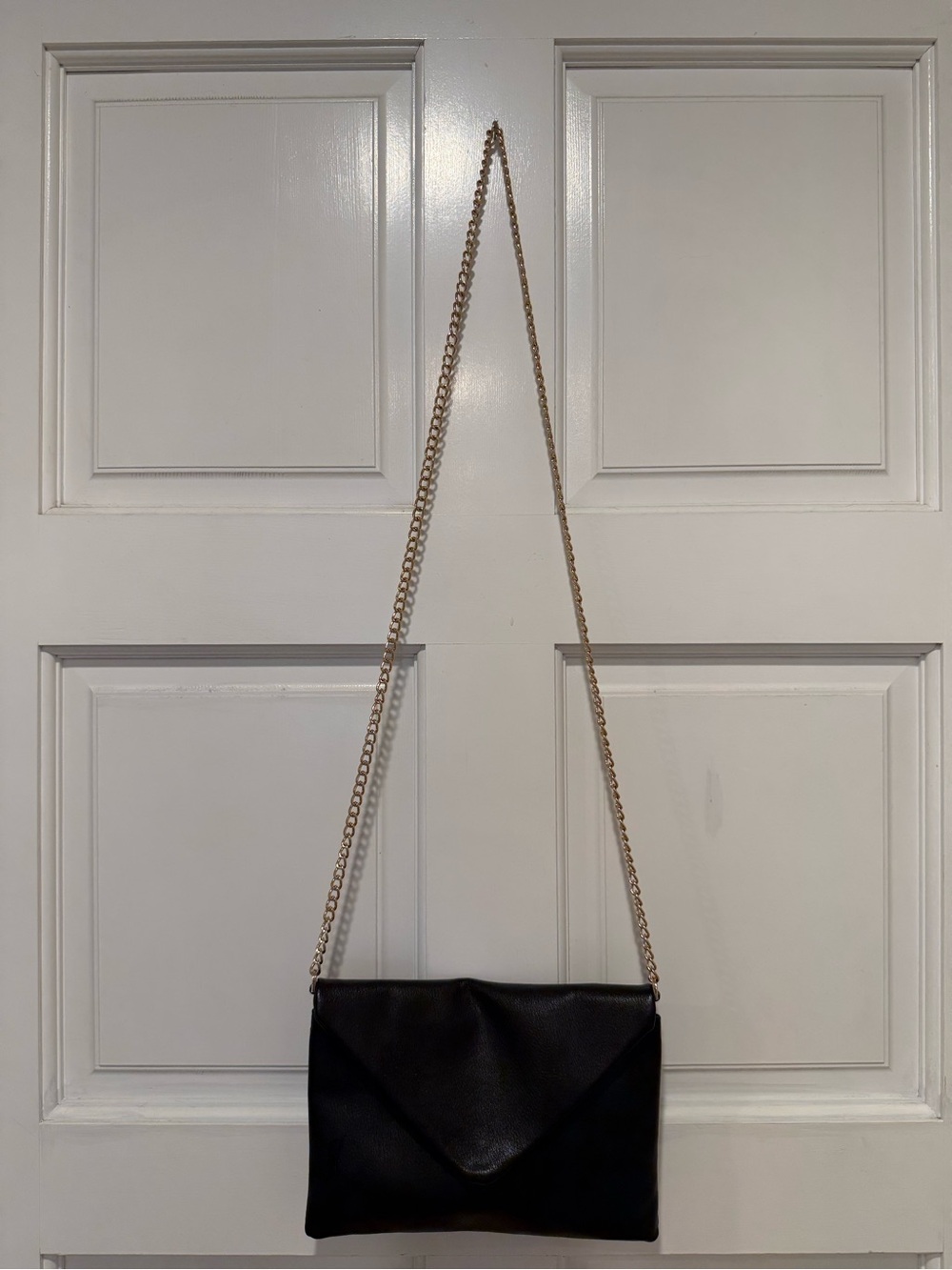 a new day Black Envelope Clutch with Gold Chain
